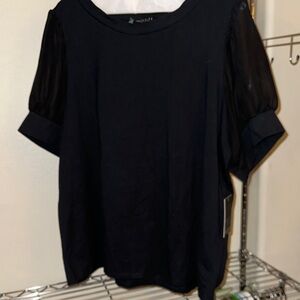 Elegant Black Sheer Sleeve Top